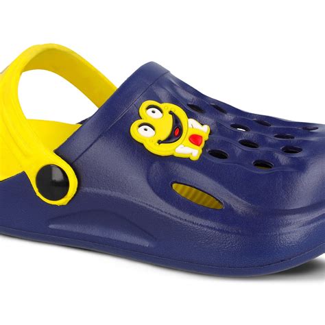 Walkaroo Basix Kids Solid Clog Sandals - WK360 Navy Blue Yellow ...