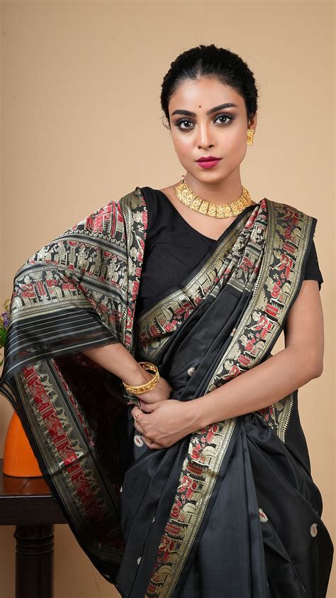 A black baluchari saree