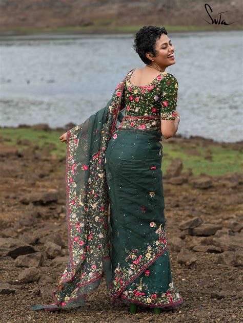 Green Designer Silk Organza Saree|Spellbound Breeze|Suta