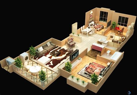 地之海风格室内住宅空间3D家装模型+效果图[原创]