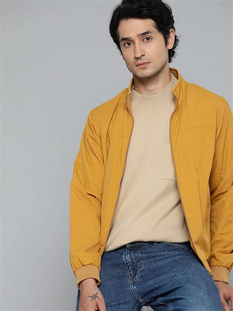 ether Men Mustard Yellow Solid Bomber Jacket - Price History