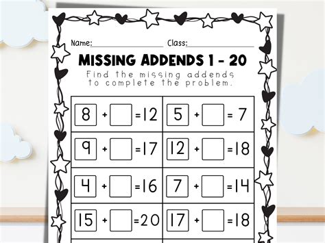 Image result for Math Missing Addend Worksheet