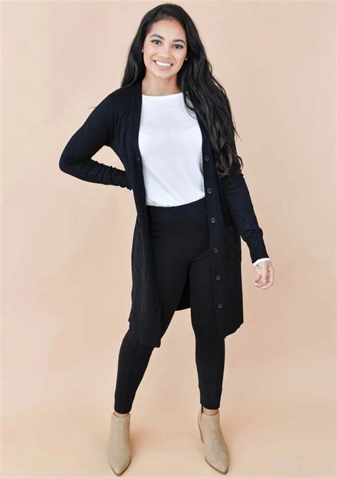 Long Black Open Front Duster Cardigan Sweater CARDIGAN Elenista