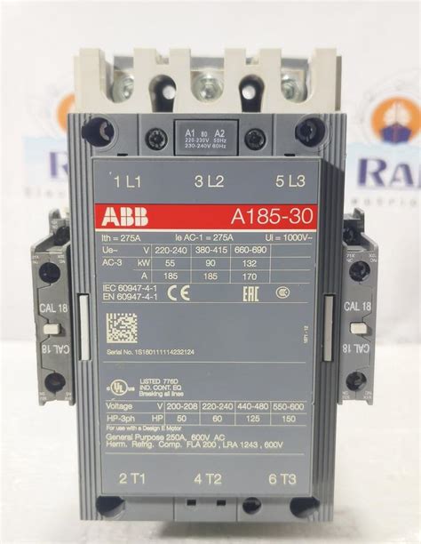 ABB A185-30 3POLE CONTACTOR | RAJ ELECTRICALS | Global Supplier for ...
