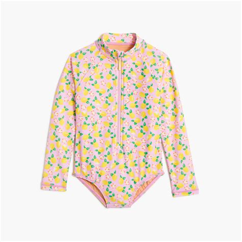J.Crew Girls' lemon rash guard swimsuit | Hamilton Place