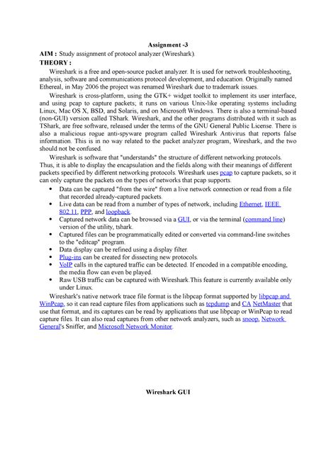 Assg No 3 - tutorial - Assignment - AIM : Study assignment of protocol ...