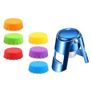 MAPPERZ 6Pcs Silicone Bottle Saver Caps with 1 Stainless Steel Bottle ...