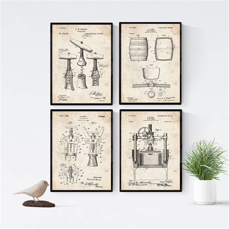 Buy Nacnic VINTAGE - Pack of 4 sheets with PATENTS WINE. Set s with ...