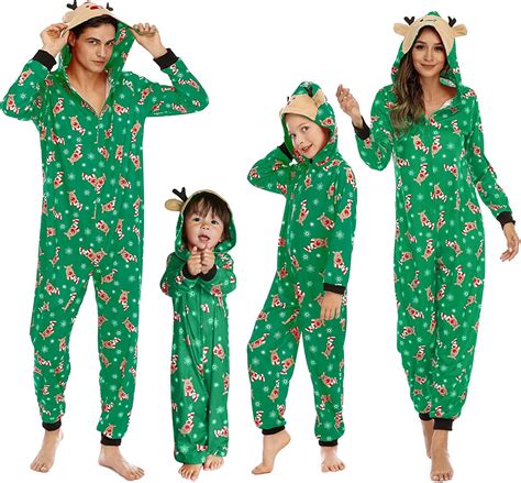 Zukuco Matching Family Christmas Onesie Pajamas Set, Funny PJ Elk Print ...