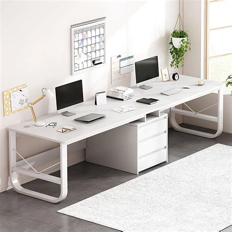 Amazon.com: WLSQZTN Two Person Desk with Storage, Two Person Computer ...