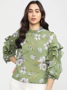 Tokyo Talkies Casual Printed Women Green Top - Buy Tokyo Talkies Casual ...