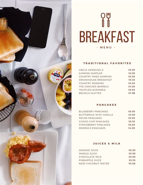 Free, custom printable breakfast menu templates | Canva