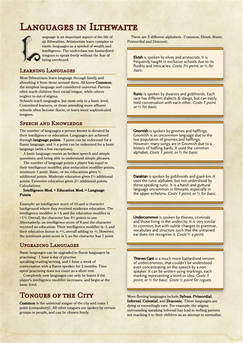 Languages Dnd 5e Learning & Language Lite Flip EBook Pages 1 3