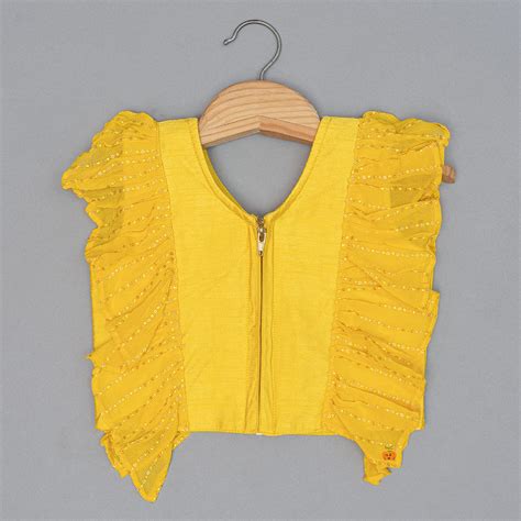 Buy Yellow Embellished Work Girls Lehenga Choli – Mumkins