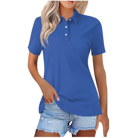 Ltctricy Women's Tops Trendy Solid Color Short Sleeve Quarter Button ...