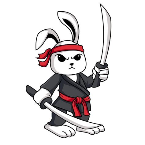 Premium Vector | Vector illustration of standing cute bunny ninja