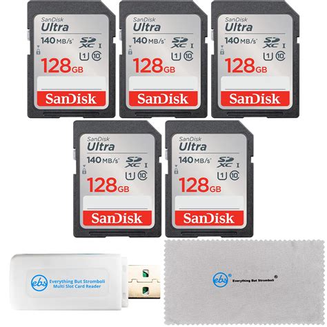 SanDisk 128GB Ultra - 5 Pack UHS-I Class 10 SD Flash Memory Card Retail ...