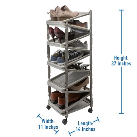 Simplify 37.01-Inches H 10 Tier 10 pair Gray Plastic Shoe rack at Lowes.com