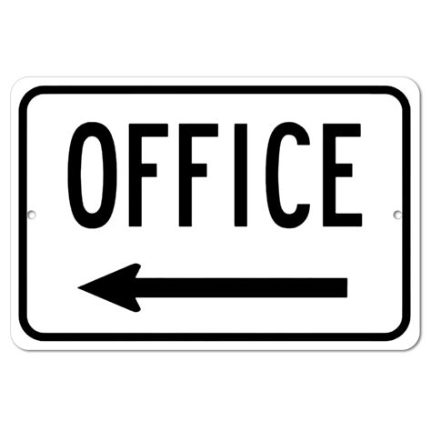 Buy Office Sign With Left Pointing Arrow Aluminum Metal Sign 12"x8 ...