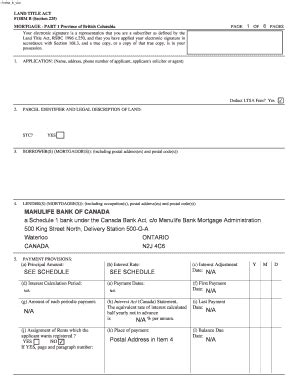 British Columbia Mortgage Form B - Blank Fillable Template | Fill Out ...