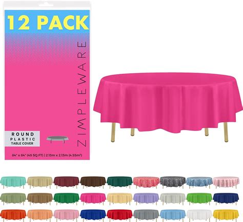 Amazon.com: ZIMPLEWARE Premium Hot Pink Plastic Table Cloth Disposable (12 Pack) Round ...