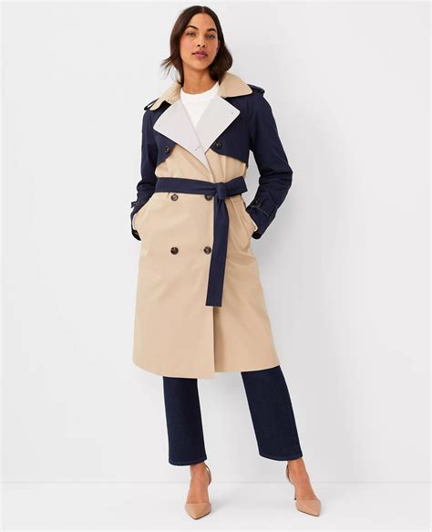 Petite Colorblock Trench Coat