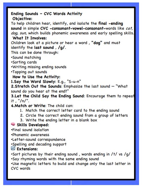 CVC Word Activity - Ending Sounds - Micci Teaches
