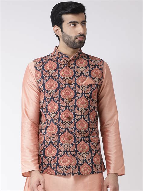 Kisah Men's Navy Blue Nehru Jacket (Set of 1) - Kisah