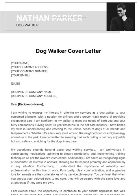 Free Dog Walker Cover Letter Template to Edit Online