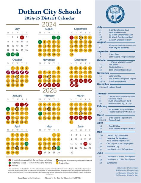 Dothan City Schools Calendar 2025-2026 in PDF | Holiday Dates