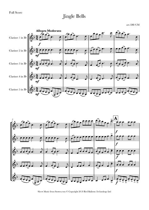 Jingle Bells Sheet music for Clarinet Choir - 8notes.com