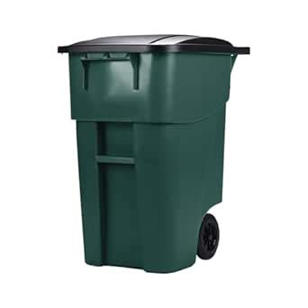 PLASTIC PRINCE 50-Gallon Rollout Trash Can with Lid, Commercial Heavy ...