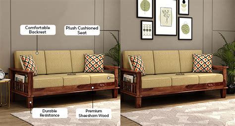 Wooden Street Eva 3 Seater Sheesham Wood Wooden Sofa, 1 Year Warranty ...