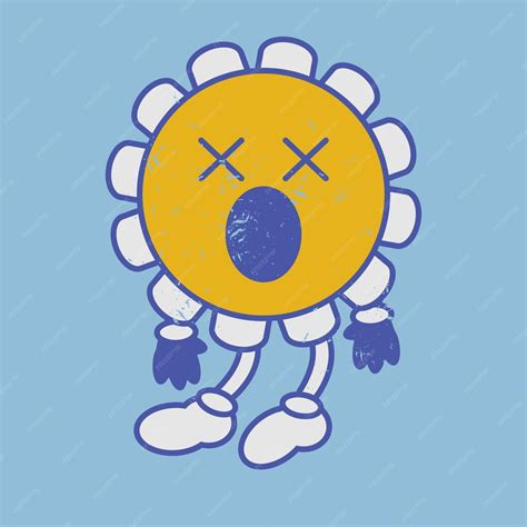 Emoticon fiore retrò faccia vertiginosa Emoticon vintage sorriso morto ...
