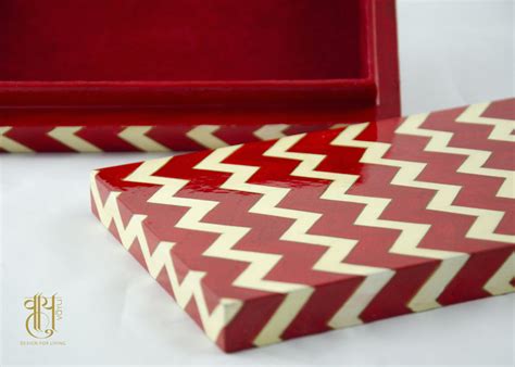 Hand Painted Chevron Pattern Papier Mache Box – Vayu - Design for living