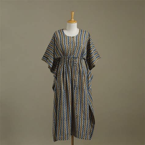 Multicolor Ajrakh Block Print Cotton Kaftan (Long) – iTokri आई.टोकरी