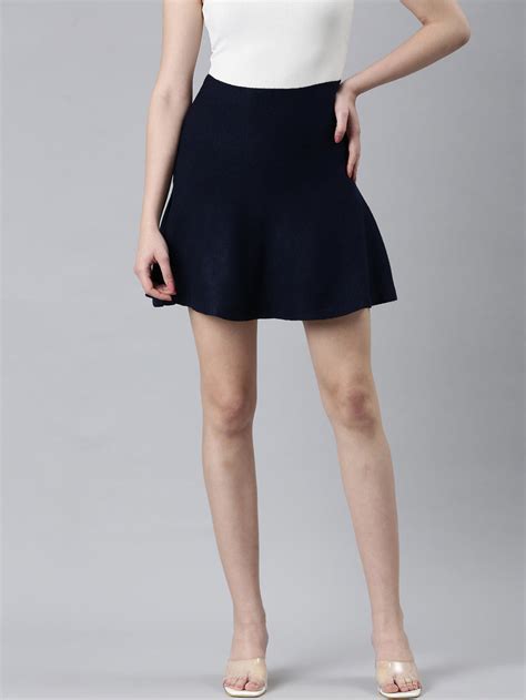 Buy Women's Navy Blue Flared Pencil Skirt Online | Showoffff