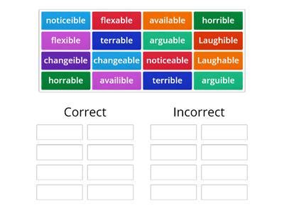 Able and ible words - Teaching resources
