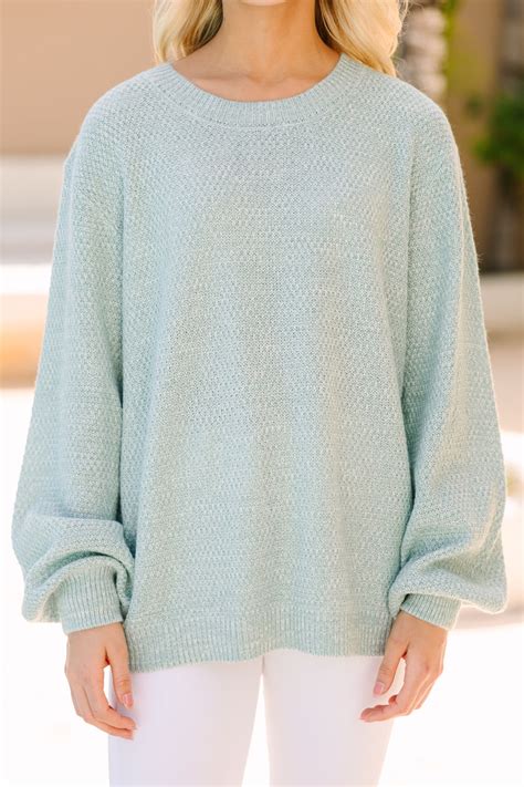 Cute Light Green Bubble Sleeve Sweater - Classic Sweaters – Shop the Mint