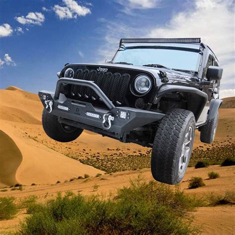 Buy Tioyar Front Bumper w/Winch Plate & 4 LED Lights & D-Ring for 2007 ...