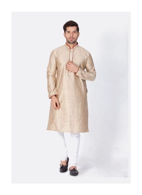 Men Beige Cotton Silk Kurta and Pyjama Set | Kurta & Pyjama Set ...