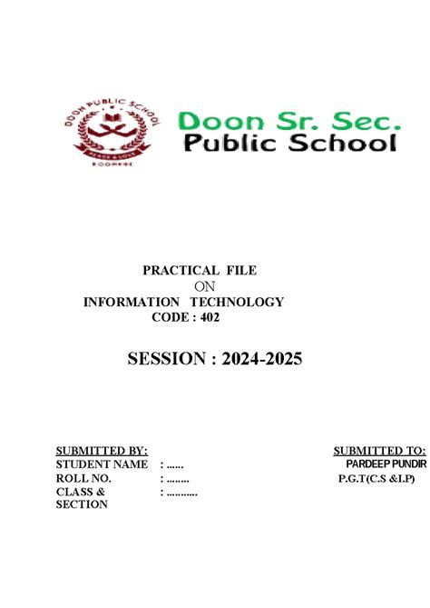 Practical file - Information Technology -402 - Information Technology ...