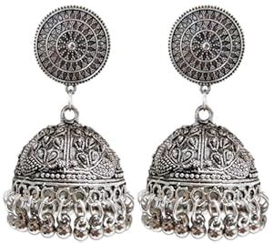 Silver Oxidised Bohemian Fancy Stylish Wedding Traditional Jhumki ...