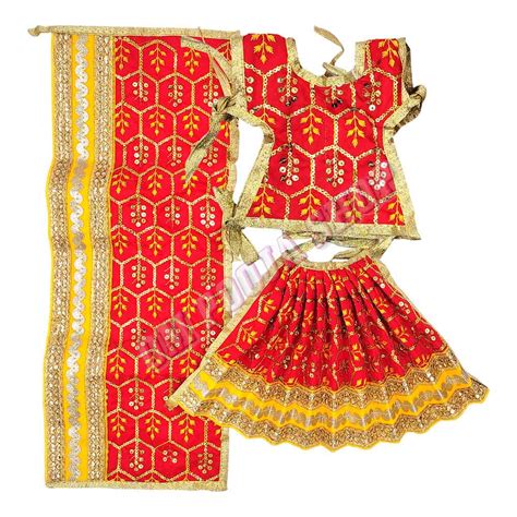 Dress For Devi Mata Embroidered Choli, Lehenga and Dupatta