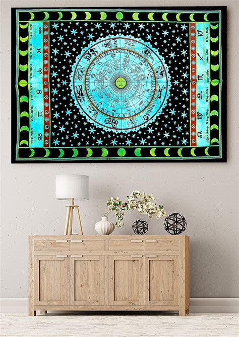 Handicraft-Palace Turquoise Astrology Mandala Printed Poster Cotton ...
