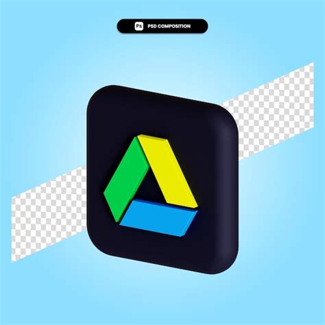Ilustração em 3D do aplicativo do logotipo do Google Drive isolada ...