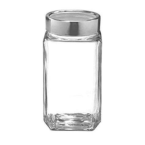 JIGSHTIAL Glass Jar For Kitchen Storage Cube Jar (1, 1000ML (1-Ltr ...