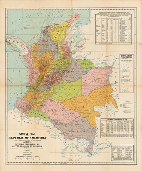 Coffee Map of the Republic of Colombia - 'The World's Largest Producer of Mild Coffees.' de ...