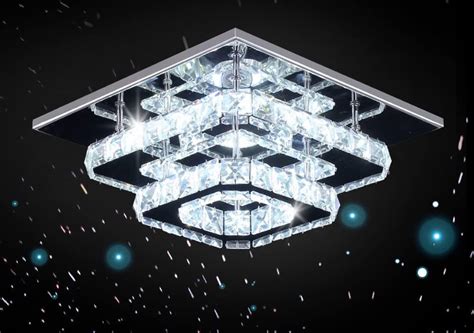 Buy CRYSTARAIN 12Inch 2LayerSquare white Crystal Chandelier for Living ...