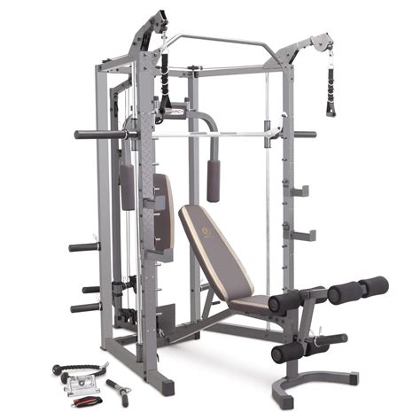 Marcy Smith Cage Machine with Workout Bench and Weight Bar Home Gym ...